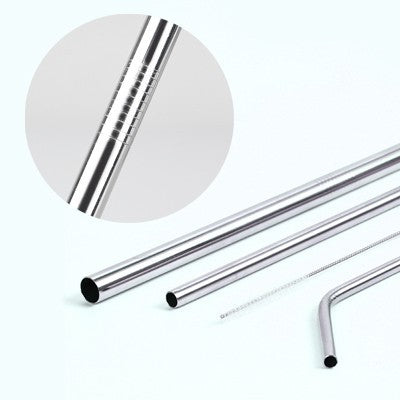 4-in-1 Silver Stainless Steel Drinking Straw Gifts Set