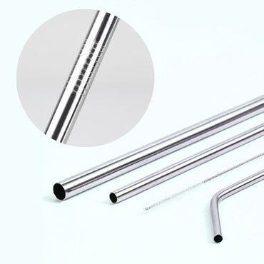 4-in-1 Silver Stainless Steel Drinking Straw Gifts Set