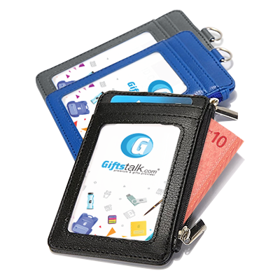 PU ID Holder with Open Zippered Wallet
