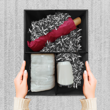 Grey Gift Box 3 Compartment with Shredded Paper- L Size