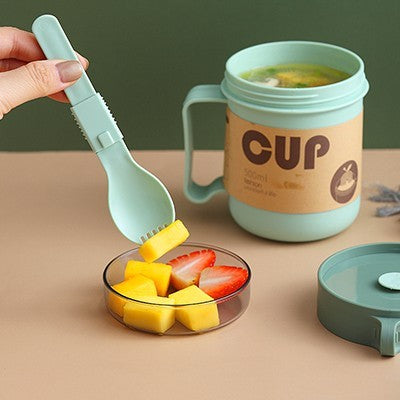 Casual PP Soup Cup With Foldable Spoon - 500ml