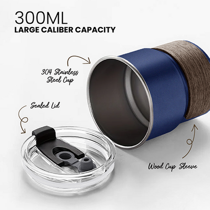 ZEN Stainless Steel Tumbler with Wooden Holder - 300ml