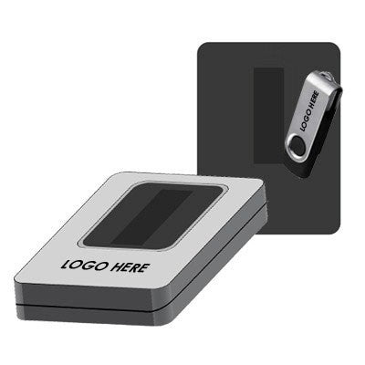 Half Window USB Metal Tin Box with White Sleeve