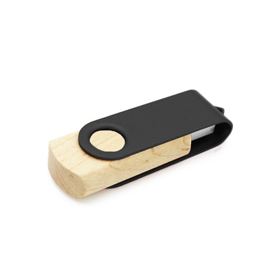 Metal Swivel Black Wooden USB Flash Drive – 16GB