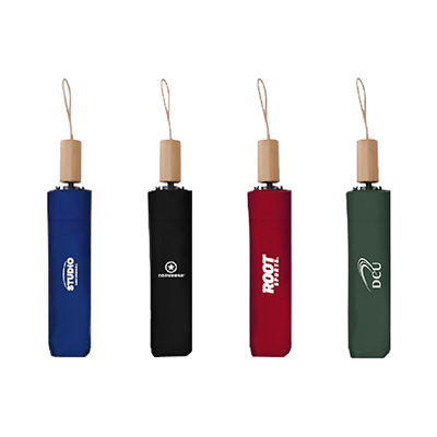 21'' 3 Fold Umbrella with Wooden Handle
