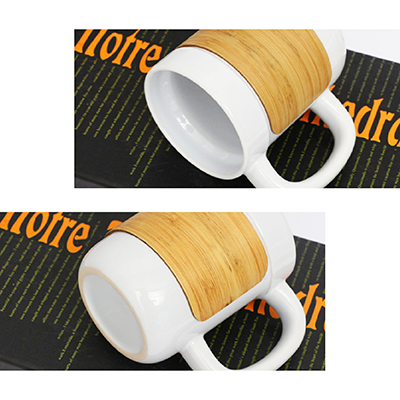 STONEWARE Ceramic Mug with Bamboo Sleeve Lid - 430ml