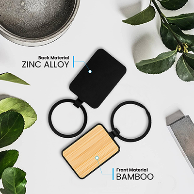 Bamboo Black Metal Key Holder