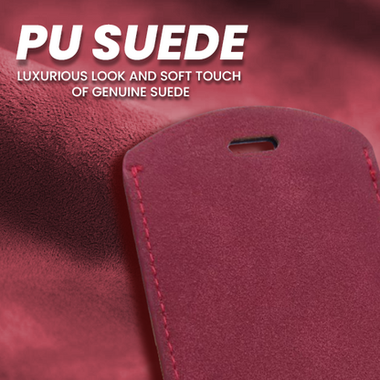 SUEDE PU ID Card Holder with Key Ring