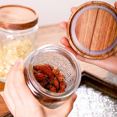 Wooden Lid Glass Canister - 700ml