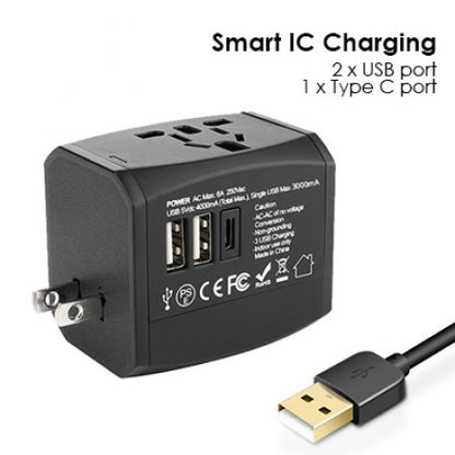 HITEC Travel Adapter Dual USB and Type-C Charger