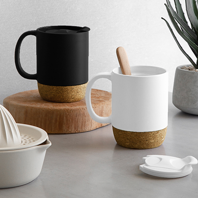 CORK 2 Tone Ceramic Mug with Cover – 400ml