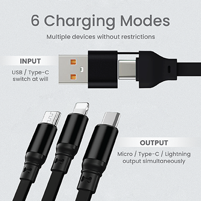 UNICORD 3-in-2 Retractable USB Fast Charging Cable