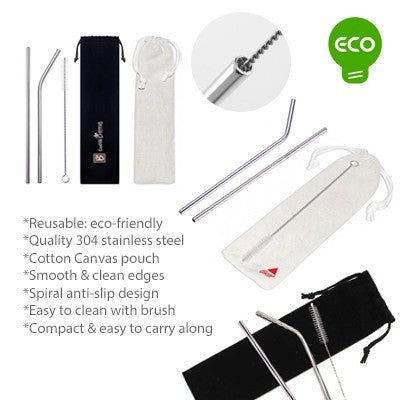 3-in-1 Stainless Steel Drinking Straw Canvas Set