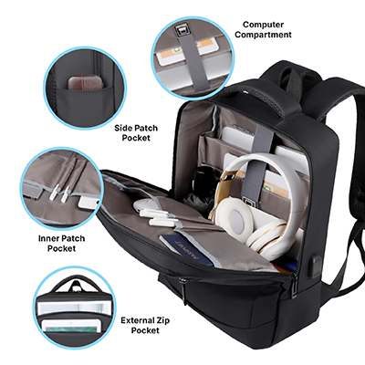 15.6" DOLLY Laptop Backpack with External USB Port