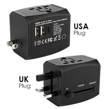 HITEC Travel Adapter Dual USB and Type-C Charger