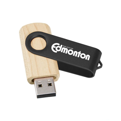 Metal Swivel Black Wooden USB Flash Drive – 32GB