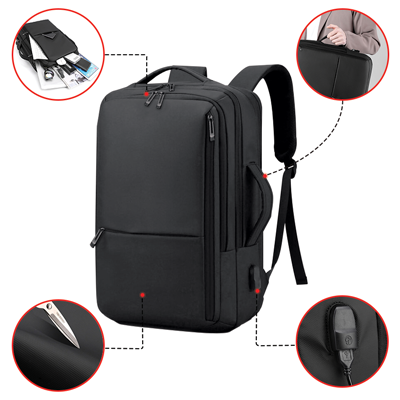 NERO 2 Way Travel Laptop Backpack with USB Port
