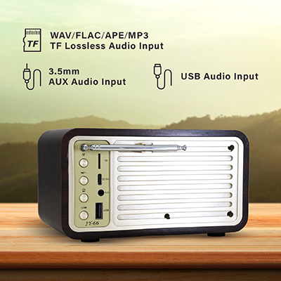 Retro Wooden Bluetooth Speaker with FM Radio – 1800mAh