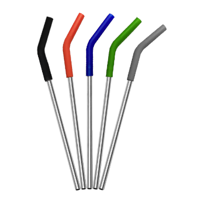 8mm Stainless-Steel Straw with Curved Silicon Tip