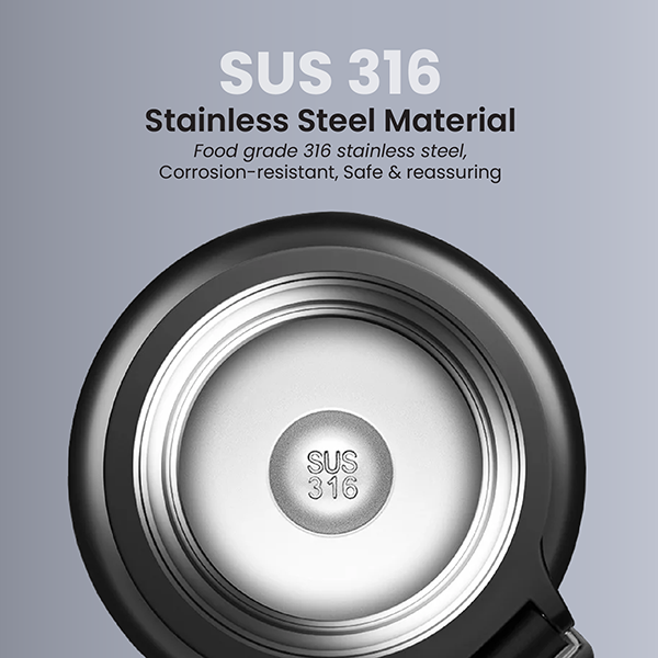 CUP Stainless Steel Vacuum Thermos Flask with Handle - 600ml