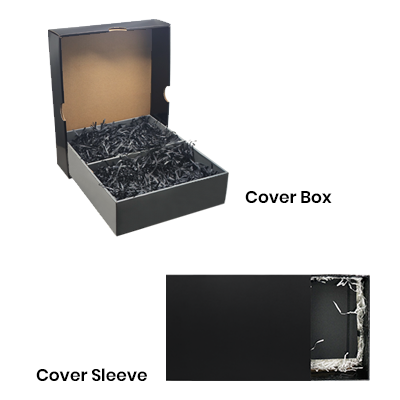 Black Gift Box 2 Compartment with Shredded Paper- M Size