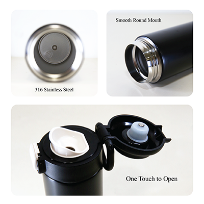 Smart LED Display Stainless Steel Thermos with Handle - 400ml