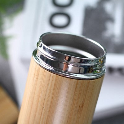 Mini Bamboo Premium Stainless Steel Thermos - 350ml