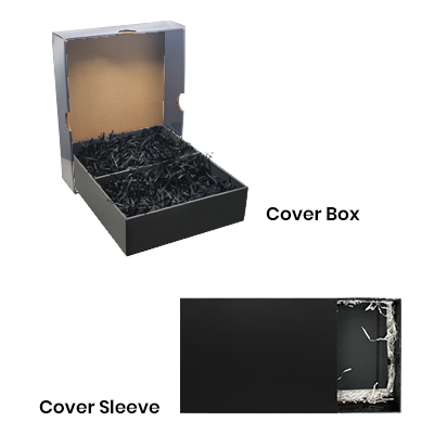 Grey Gift Box 2 Compartment with Shredded Paper- L Size