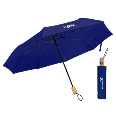 21'' Auto Open-Close 3 Fold Umbrella with Wooden Handle