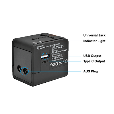 EASY Travel Adapter 1 USB + 1 Type-C Charger