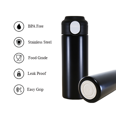 Smart LED Display Stainless Steel Thermos with Handle - 400ml