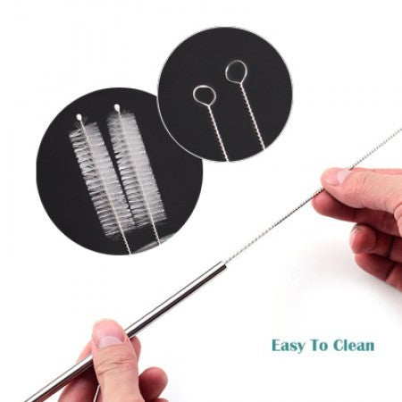 2-in-1 Stainless Steel Drinking Straw Canvas Set