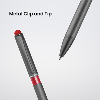 Color Tone Press Action Metal Ball Pen with Stylus