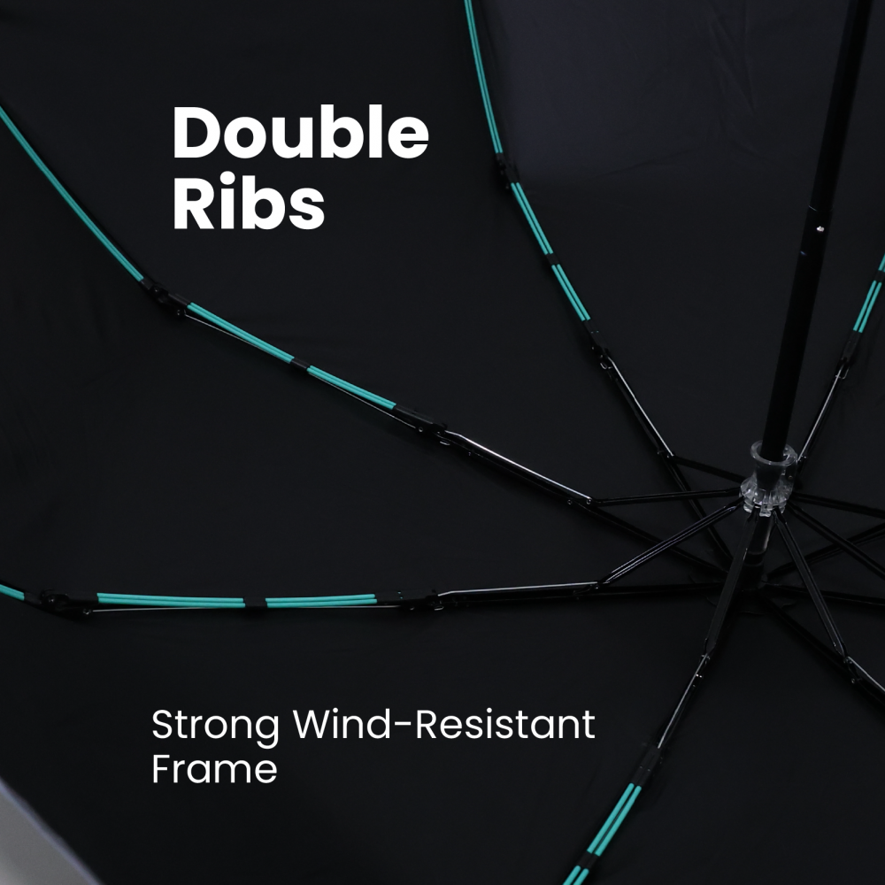 21" DUO Double Ribs 8 Panel Coated Foldable Umbrella