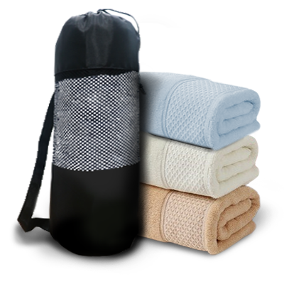 LUFY Full Cotton Bath Towel with Drawstring Pouch (1400x700) - 380g