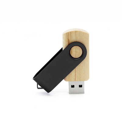 Metal Swivel Black Wooden USB Flash Drive – 32GB
