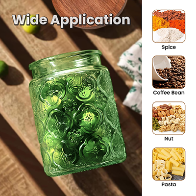 COLOUR Wooden Lid Glass Canister - 700ml