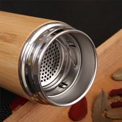 Mini Bamboo Premium Stainless Steel Thermos - 350ml