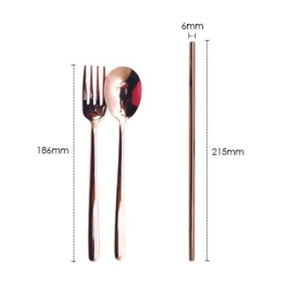 3-in-1 Rose Gold Cutlery and Straw Canvas Set
