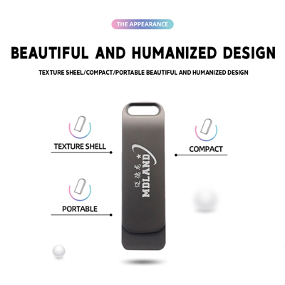 Metal Swing Black USB Flash Drive - 8GB