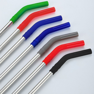 8mm Stainless-Steel Straw with Curved Silicon Tip