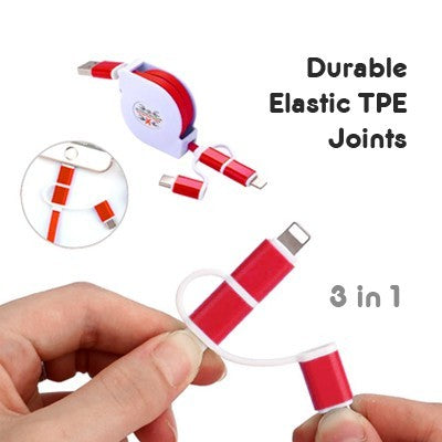 3-in-1 UNI Retractable USB Charging Cable
