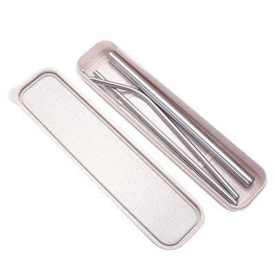 4-in-1 Silver Stainless Steel Drinking Straw Gifts Set
