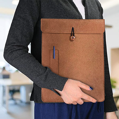 15.4″ Felt Tablet Document Sleeve with Pen Holder