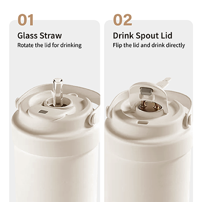 GOLD Dual Lid 316 S.Steel Bottle with Straw Handle – 500ml