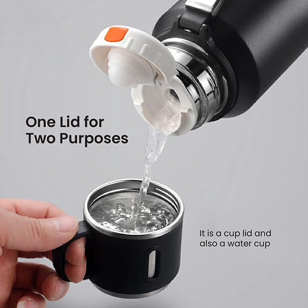 CUP Stainless Steel Vacuum Thermos Flask with Handle - 600ml