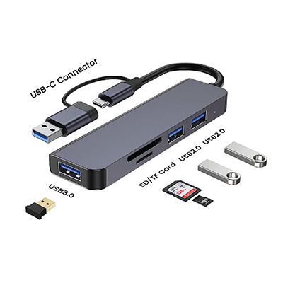 Fusion 5 in 1 USB 3.0 Hub with Type-C