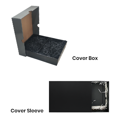 Grey Gift Box 3 Compartment with Shredded Paper- L Size