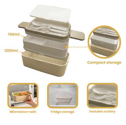ECO Bamboo 2 Tier Lunch Box - 1200ml