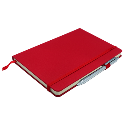 PU Fabric Hard Cover A5 Notebook with Pen Loop